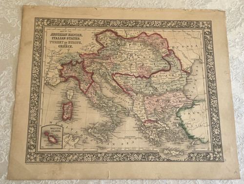 Antica mappa 1860 dell impero - antica,