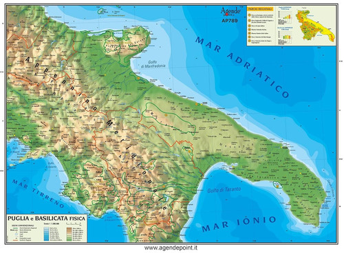 Cartina regionale 21x30 puglia - 21x30,