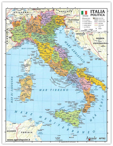 Cartina italia geografica - italia, a3